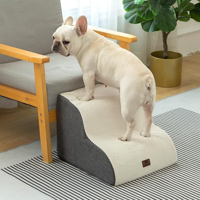 Pettycare Dog Stairs Ramp for High Beds and Couch 2 Steps,Beige