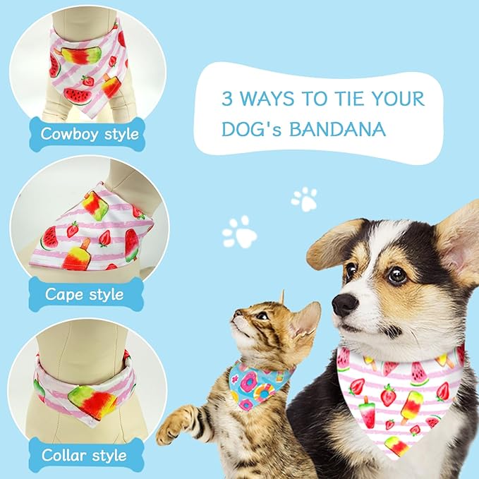 XPUDAC 100 Pcs Summer Dog Bandanas Bulk Dog