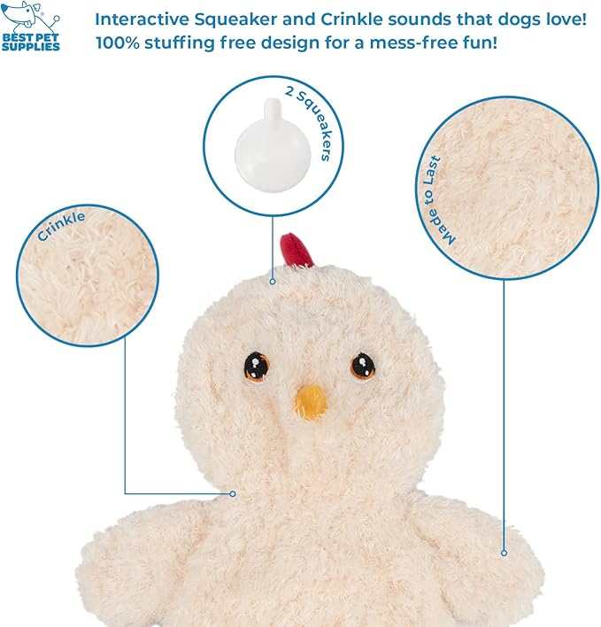 Best Pet Supplies Chicken Crinkle Plush Dog Toys for Interactive Play