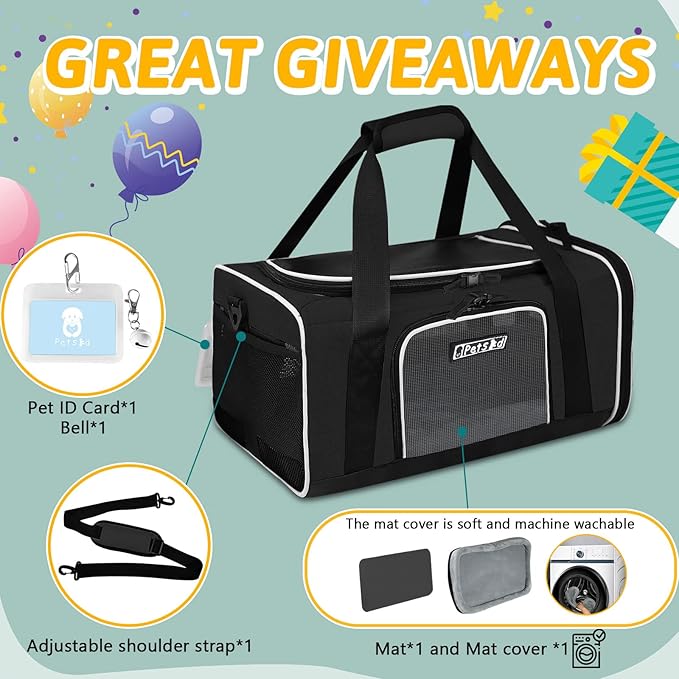 Petskd Pet Carrier 17x13x9.5 Southwest Airline Approved 1-15 LBS