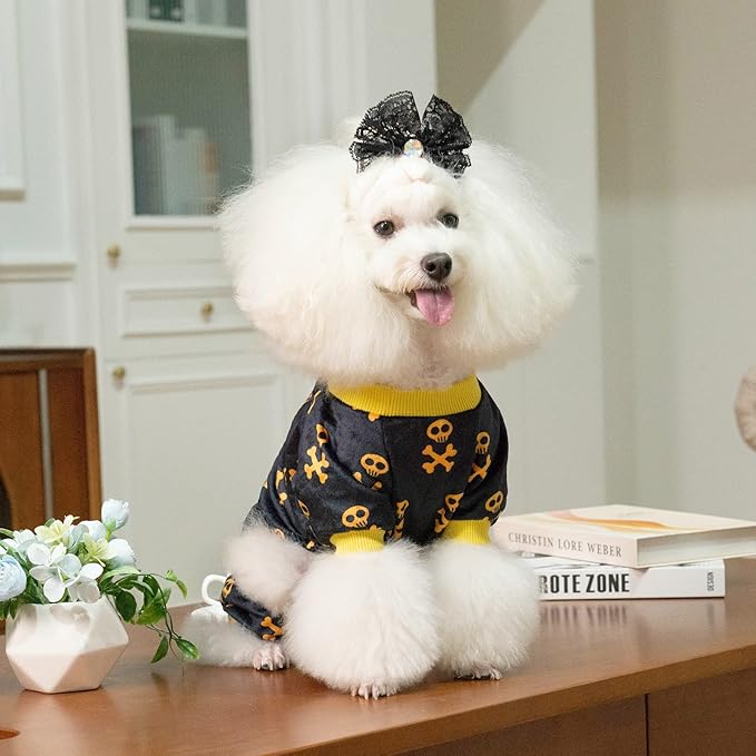 CuteBone Dog Halloween Pajamas Skull Clothes Soft Puppy P247M