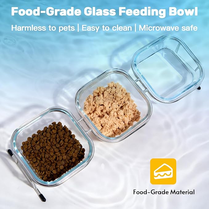 Elevated Cat Bowls 15° Tilted 3 Glass 4 Anti