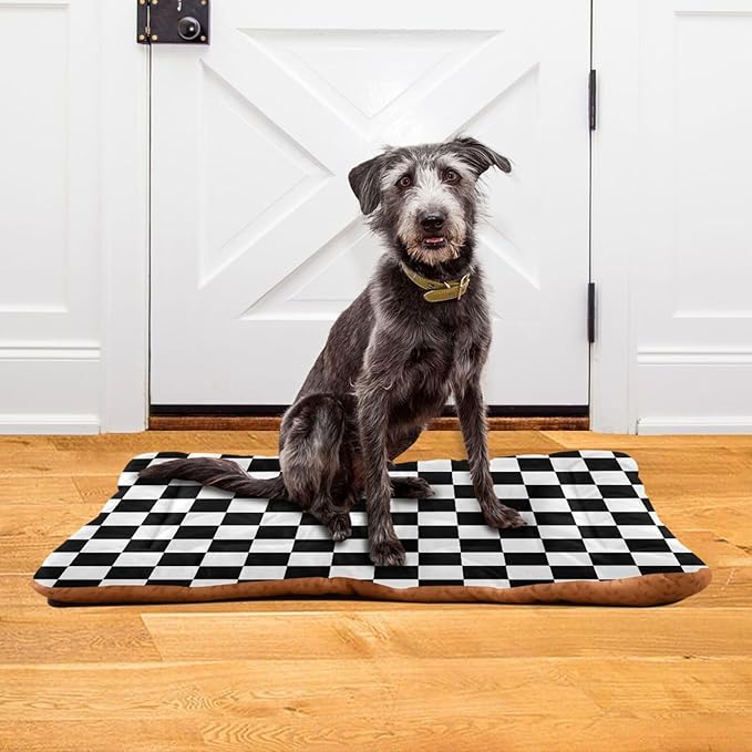 Checkerboard Pet Bed Pad Soft Dog Bed Mat with Anti-Slip Bottom