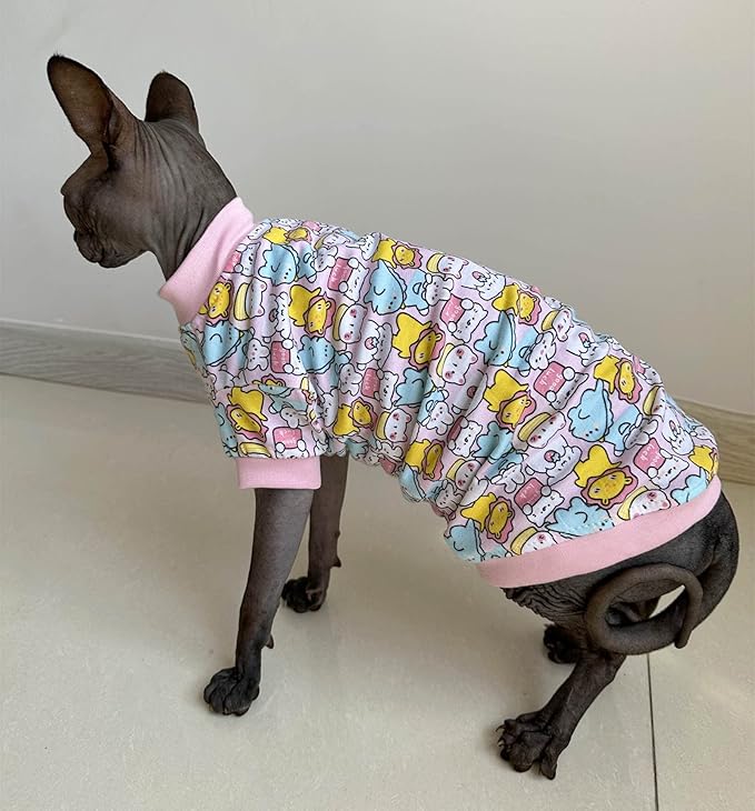 Sphynx Hairless Cat Cute Summer Cotton T-Shirts Pet Clothes 1))