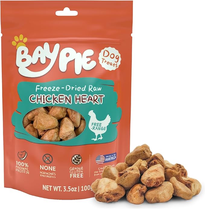 Freeze Dried Chicken Hearts for Dogs & Cats 3.5oz, One