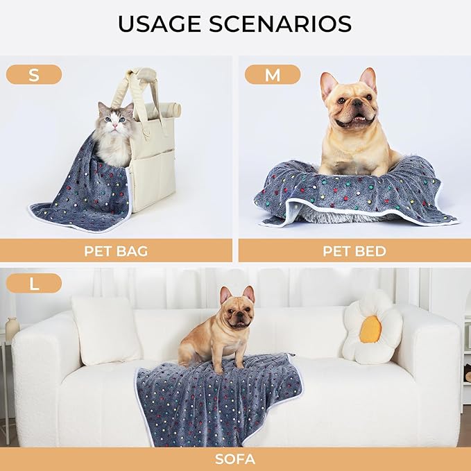 Luciphia 1 Pack 3 Blankets Super Soft Cute Dot Pattern Pet Blanket Flannel Throw for Dog Puppy Cat Dot Medium(30x20)