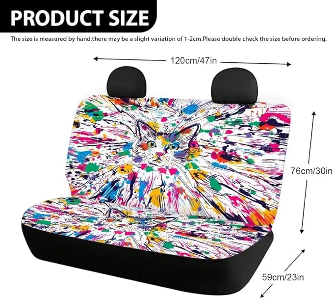 Multi-colored Cat Car Rear Seat Covers