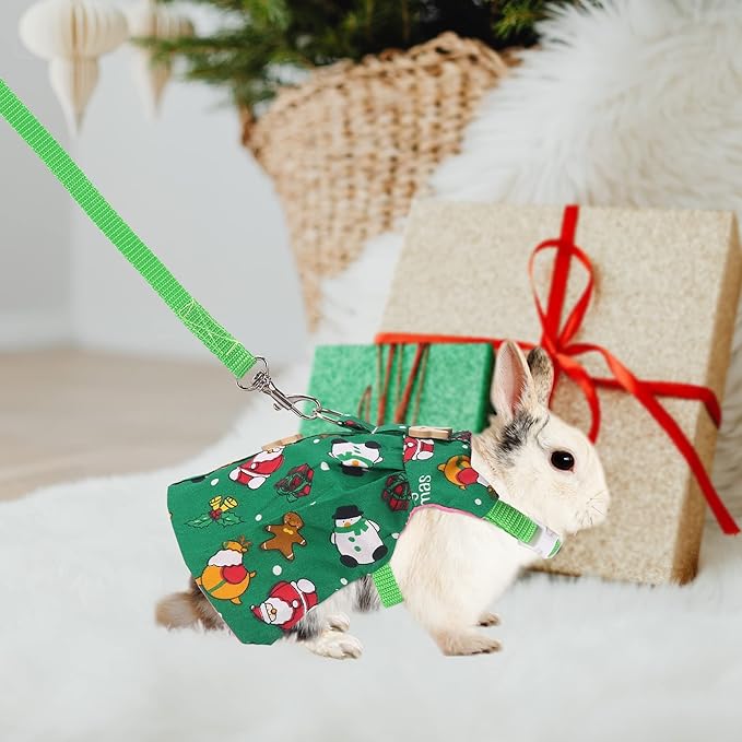 Adjustable Christmas Rabbit Harness and Leash Set
