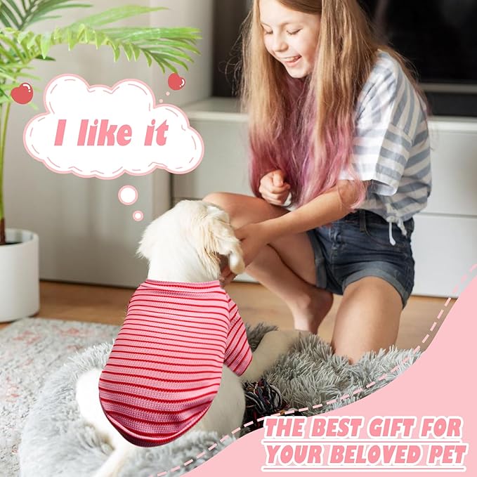 4 Pack Striped Dog Shirts Waffle Dog Clothes for Small Medium Dogs