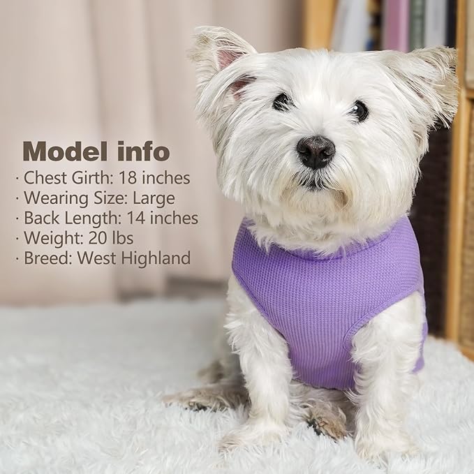 KYEESE 2Pack Dog Shirts Waffle for Small Dogs Stretchy Dog T-Shirts Lightweight Dog Tank Top Sleeveless Dog Vest Breathable