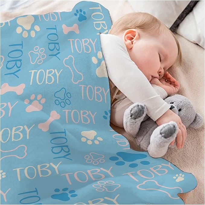 Personalized Dog Blankets Dog Paw Print Blanket Puppy Blanket 40"x30" for