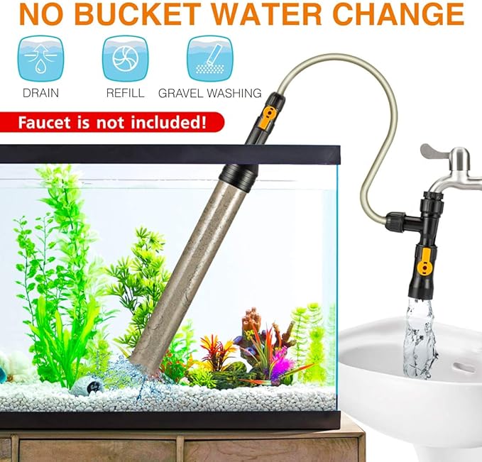 hygger Bucket-Free Aquarium Water Change Kit Fish Tank 25-FEET Plastic