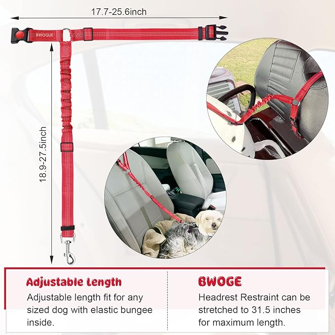 BWOGUE 2 Packs Dog Cat Safety Seat Belt