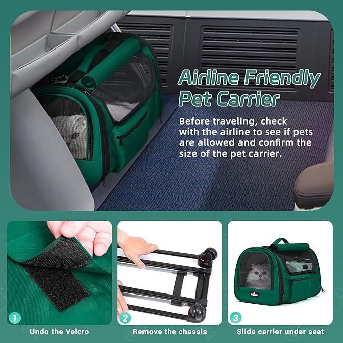 Cat Carrier with Wheels 20 lbs,