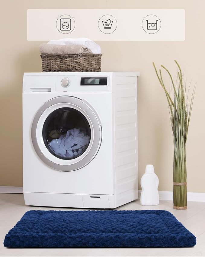 Washable Dog Bed Mat Reversible Dog Crate Pad Soft Fluffy Pet Kennel Beds Dog Sleeping Mattress for Large Jumbo Medium Small Dogs 35 x 22 Inch,