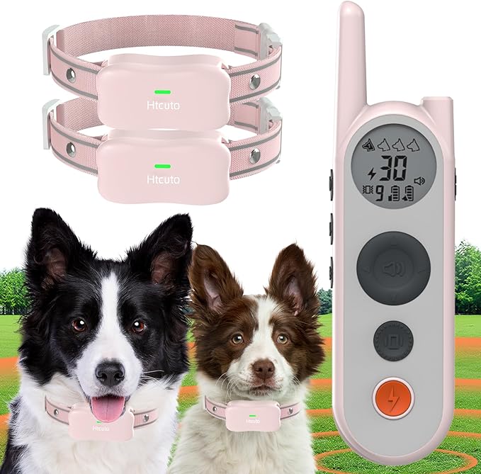 Wireless Dog Fence System for 2 Dogs 856 2 in 1 Waterproof 2 Collars