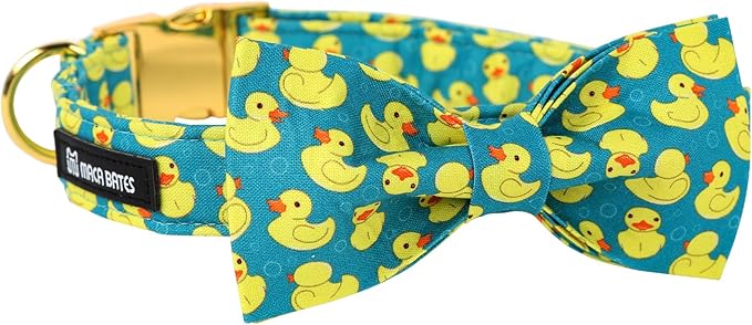 Maca Bates Duck Dog Collar with Bow Bowtie