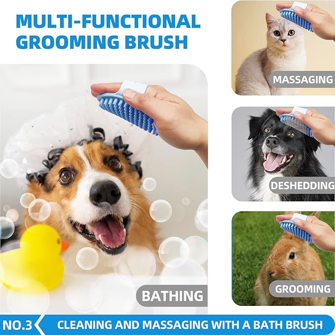 Bath Grooming Kit with Hair Brush 6-in-1 Slicker