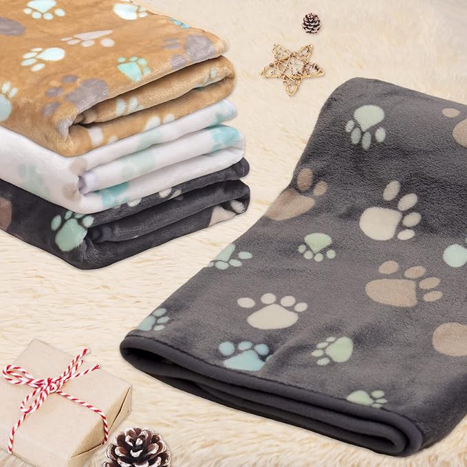 1 Pack 3 Blankets for Dogs Super Soft Blanket,Grey/Brown/White,23x16inch