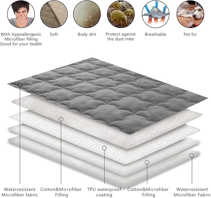 SPXTEX Dog Bed Covers Dog Pet Pads Puppy 1 Piece 82"x102" Beige+Grey