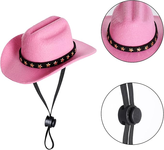 choyaxo Pet Cowboy Costume Cosplay Cap Halloween Costumes for Dogs Cat Pet Party Decoration Mini Cowboy Hat (Pink