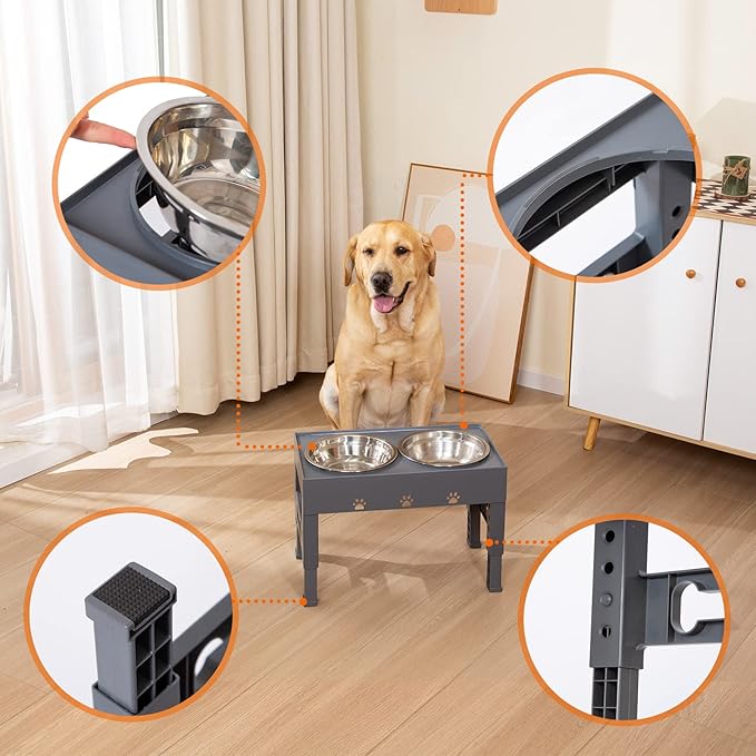 Elevated Dog Bowls 5 Height 2 Stainless 3.1”, 9”, 10”, 11”, 12”