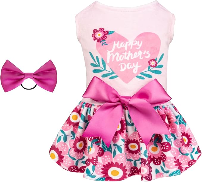 CuteBone Happy Mother's Day Dog Dress Velvet CVA22XS-D