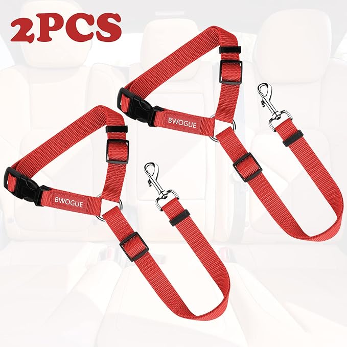 BWOGUE 2 Packs Dog Cat Safety Seat Belt