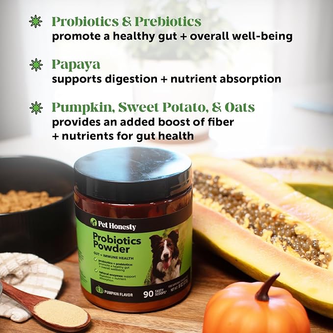 Pet Honesty All-Natural Probiotic & Pumpkin Powder Dog Supplement (90 Scoops)