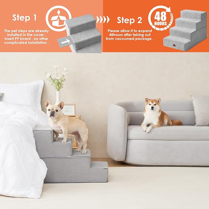 EHEYCIGA Dog Stairs for Bed 20”H 4-Step Extra