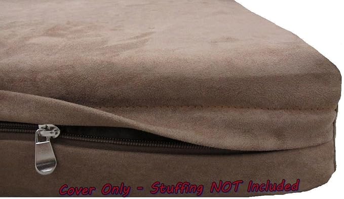 Dogbed4less DIY Pet Bed Pillow Brown MicroSuede Duvet Cover and Waterproof Internal case for Dog and Cat at 37X27X4 Inch
