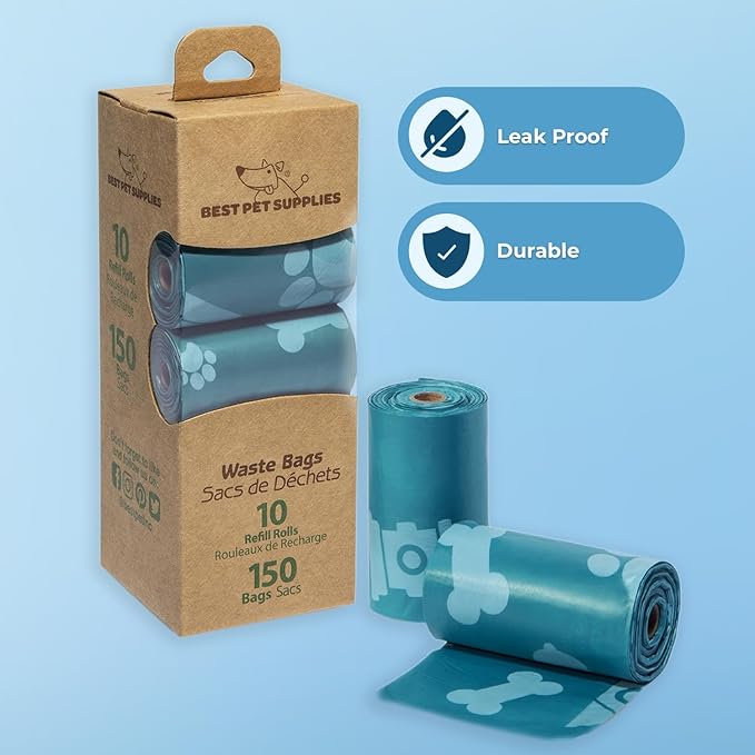 Best Pet Supplies Dog Poop Bags (150 Bags) for Waste Refuse Cleanup