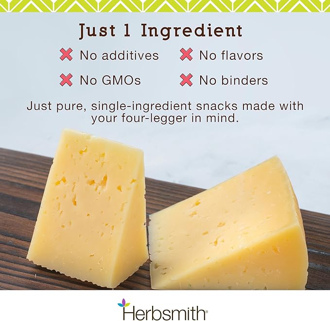 Herbsmith Smiling Dog Treats – Freeze Dried Gruyere 100% Real 9 oz