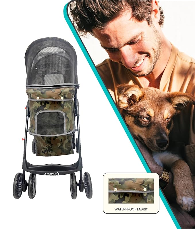 AmorosO 4 Wheels Pet Convenient Stroller