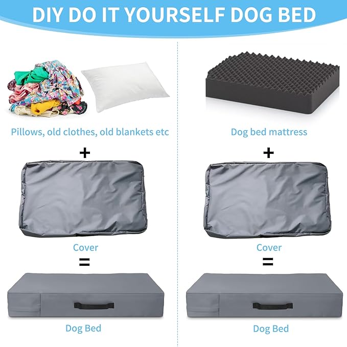COSHNIBI Dog Bed Covers Replacement Washable 44Lx32Wx4H Dog Bed Replacement Covers with Zipper and Carry Handle