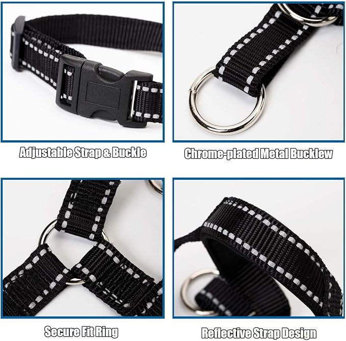 Dog Head Collar with Reflective Fabric