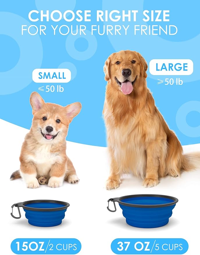 Aonkey Collapsible Dog Bowls with Bottle Carrier 2 Pack 37oz