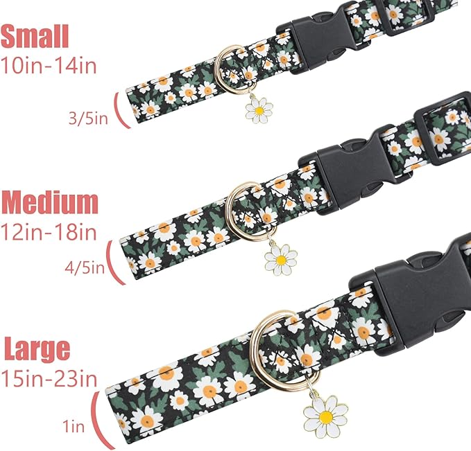 Flower Patterns Dog Collar with Accessories