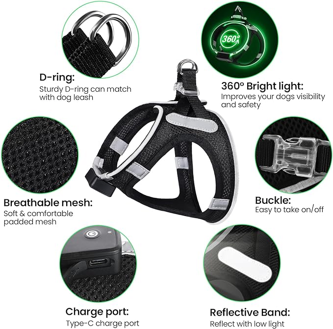 PcEoTllar Light Up Dog Harness
