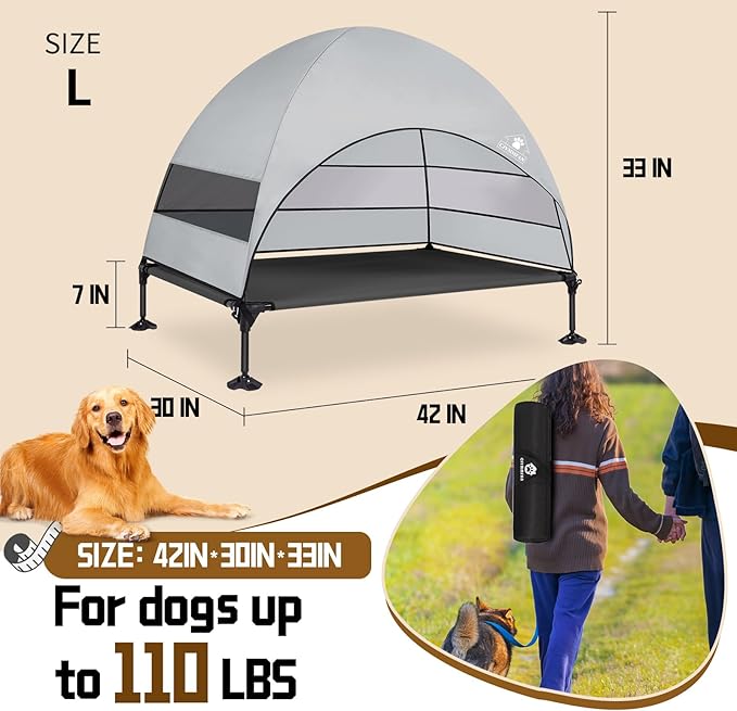 Elevated Dog Bed with 2024 Newest Canopy