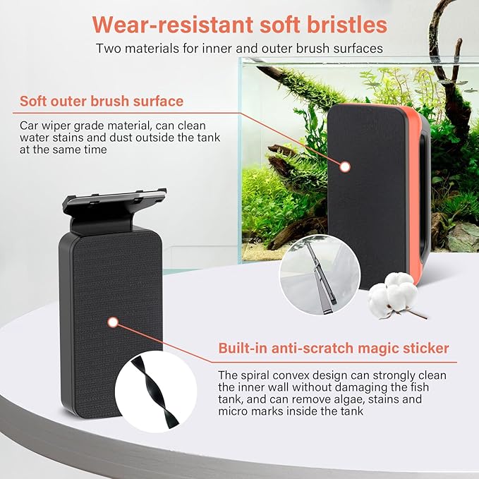 hygger Fish Tank Magnetic Glass Cleaner Two Detachable