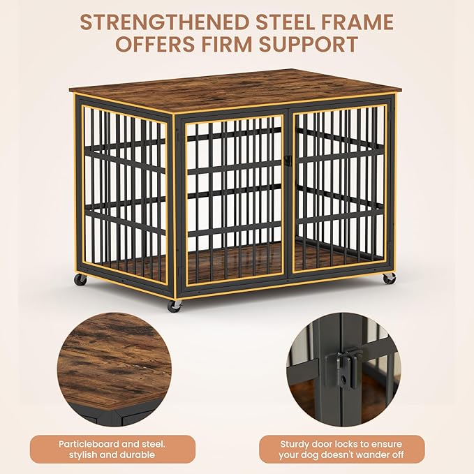 NicBex Dog Crate Furniture Dog Cage with Side Doors Opening and Lift Top