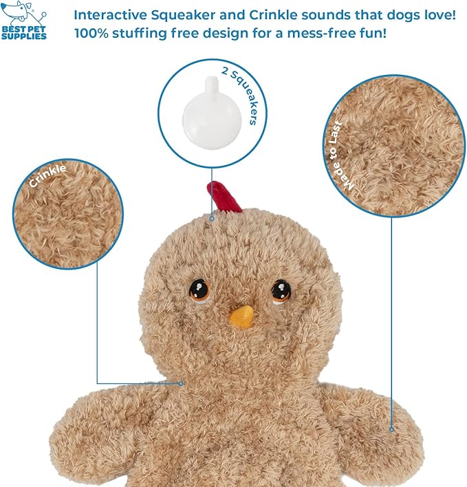 Best Pet Supplies Chicken Crinkle Plush Dog Toys for Interactive Play
