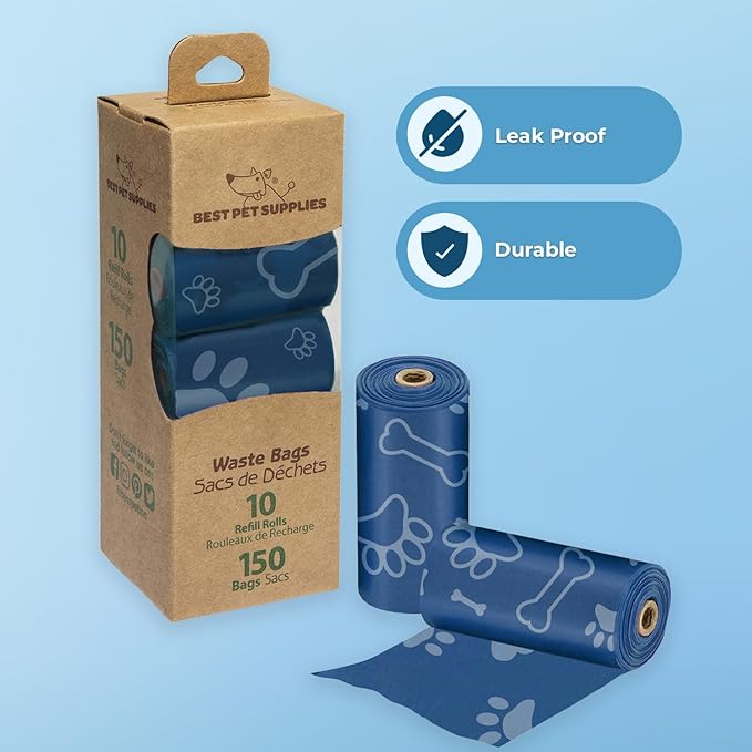 Best Pet Supplies Dog Poop Bags (150 Bags) for Waste Refuse Cleanup