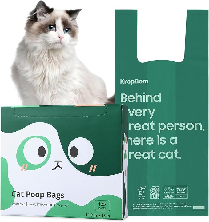 125 Count Cat Litter Bags for Poop Biodegradable