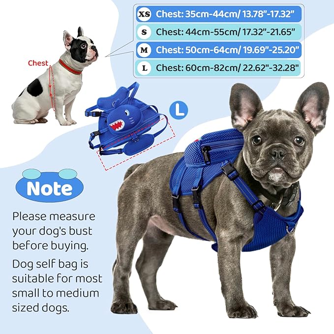 Dog Harness Backpack Cute Doggie Backpack Carrier for Small Medium Dogs