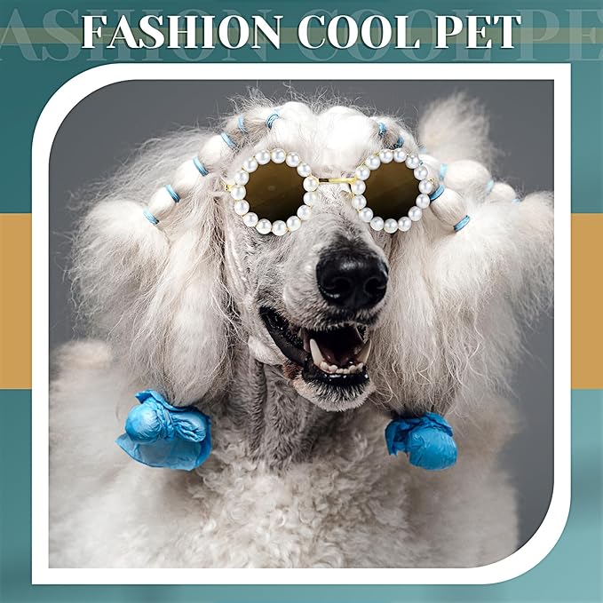 Dog Sunglasses Retro Pet Glasses Doll Glasses Classic Round Dog Glasses Metal Cat Puppy Eye Wear Hippie Costumes for Cats and Dogs