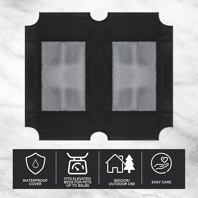 2 Pcs Elevated Dog Bed Replacement Cover Raised Pet Cot Replacement Cover with Mesh Panel 36 x 30 Inch for Outdoor Indoor