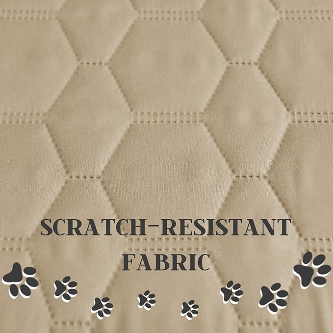 Waterproof Pet Blankets Dog Bed Cover for Pets Reusable Furniture Protector (Beige+Ivory 52"x82")
