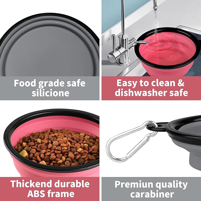 COOYOO Collapsible Dog Bowl 2 Pack 2 Carabiners